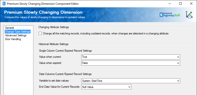 SCD Sample Change Type Setting